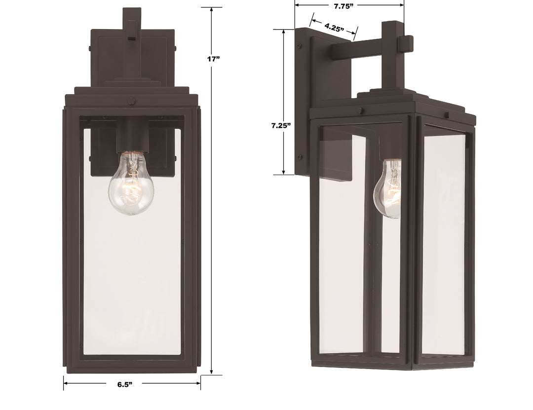 Crystorama Byron 1 Light Matte Black Outdoor Sconce