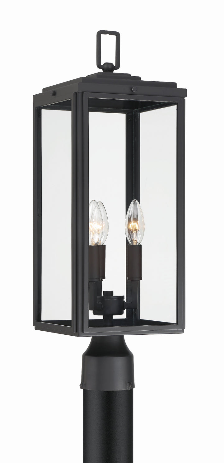 Crystorama Byron 3 Light Matte Black Outdoor Post