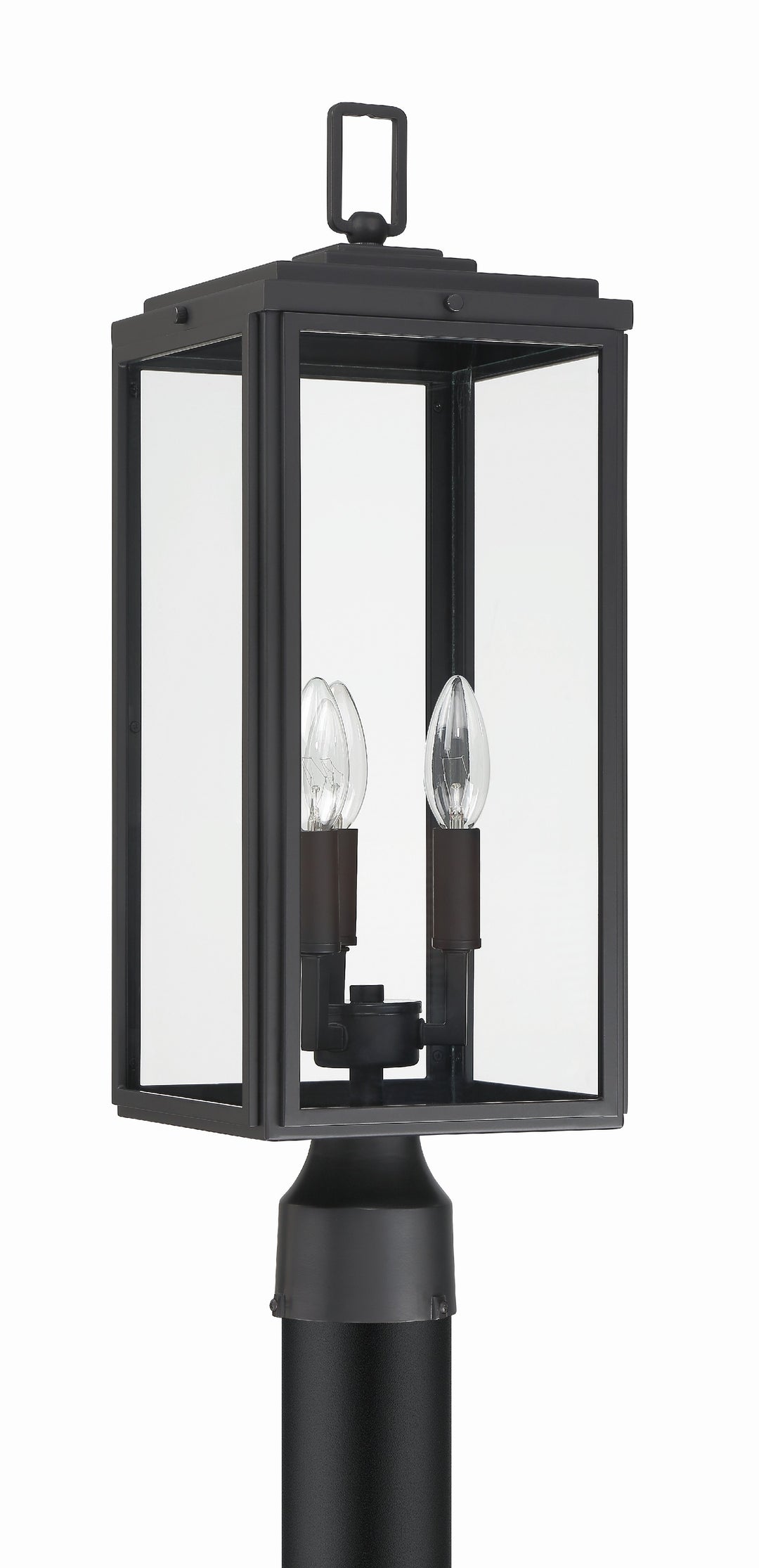 Crystorama Byron 3 Light Matte Black Outdoor Post