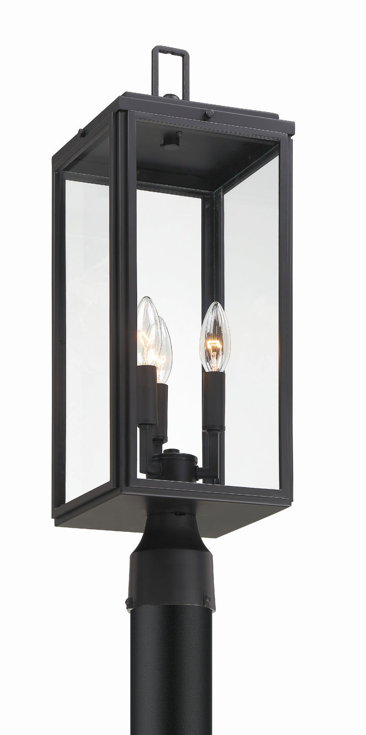 Crystorama Byron 3 Light Matte Black Outdoor Post