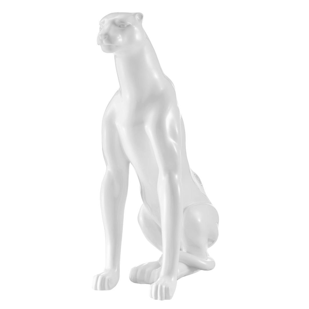 Boli Sitting Panther Sculpture // Glossy White