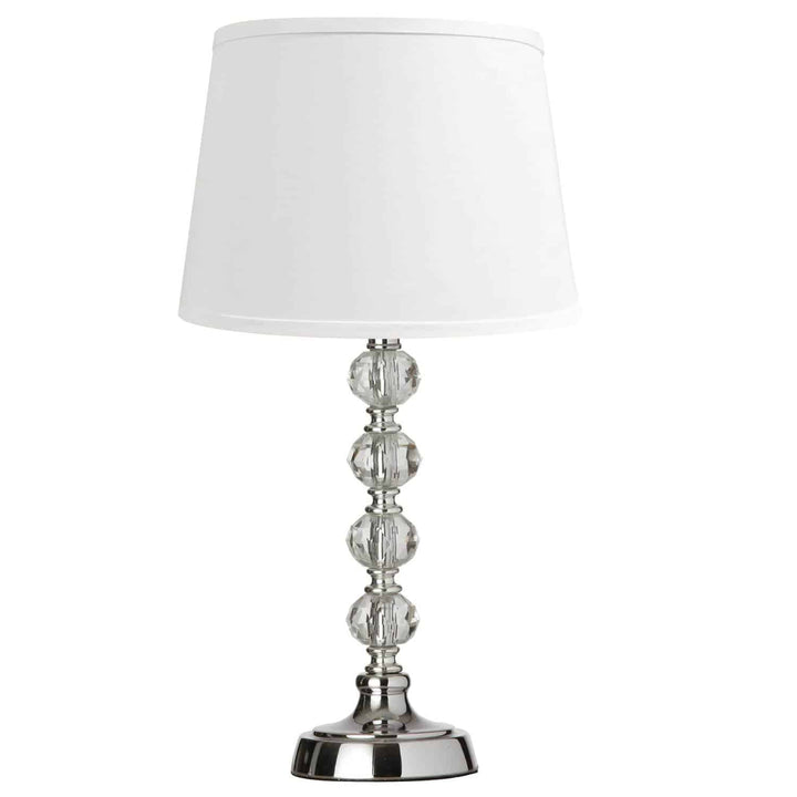 Dainolite 1 Light Crystal Table Lamp, Polished Chrome, White Shade