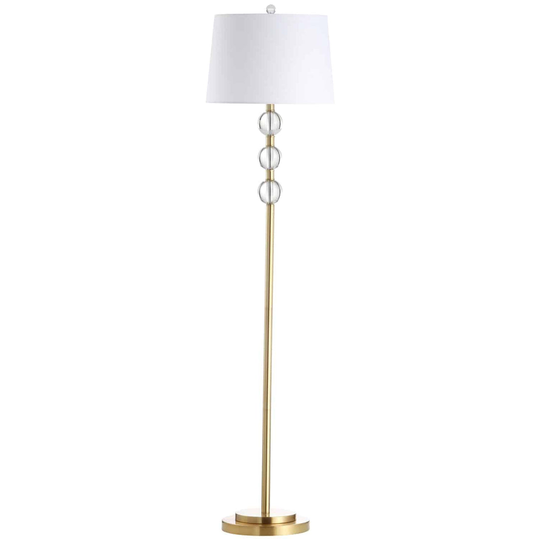 Dainolite 1 Light Incandescent Crystal Floor Lamp, Aged Brass with White Shade