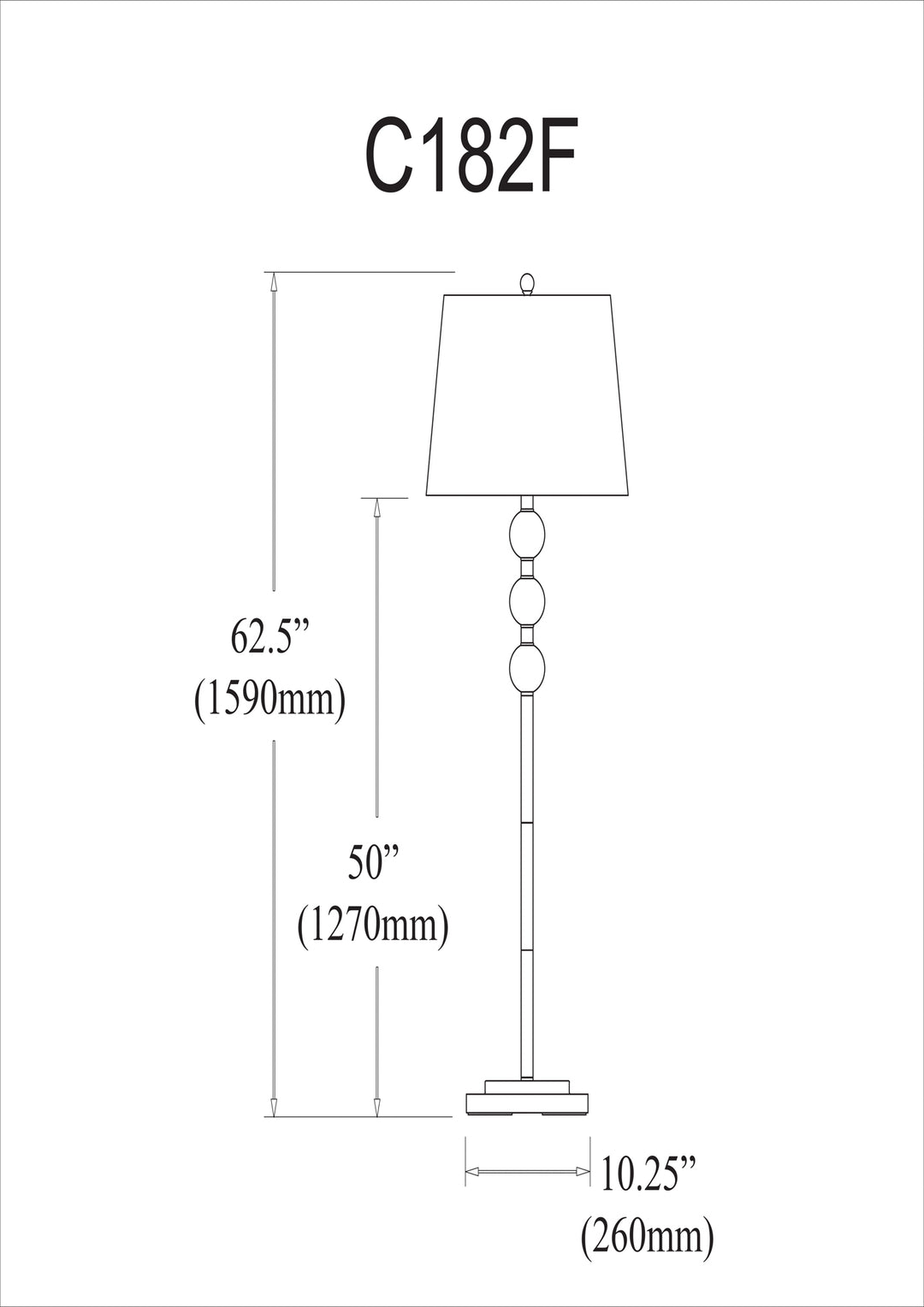 Dainolite 1 Light Incandescent Crystal Floor Lamp, Aged Brass with White Shade