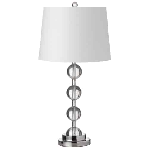 Dainolite 1 Light Incandescent Crystal Table Lamp Polished Chrome Finish with White Shade