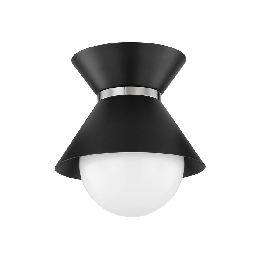 Scout 1 Light Flush Mount - Soft Black/Polished Nickel