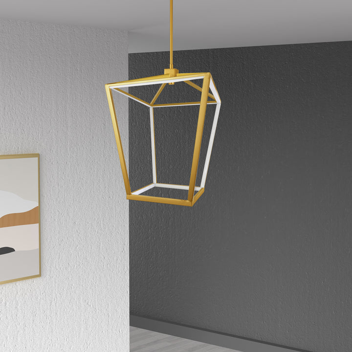 Dainolite 46W Chandelier, Aged Brass with White Diffuser