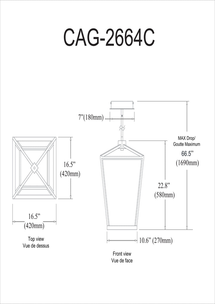 Dainolite 64W Chandelier, Aged Brass with White Diffuser