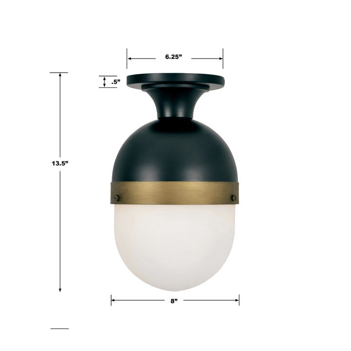 Crystorama Brian Patrick Flynn Capsule 1 Light Matte Black + Textured Gold Outdoor Semi Flush Mount