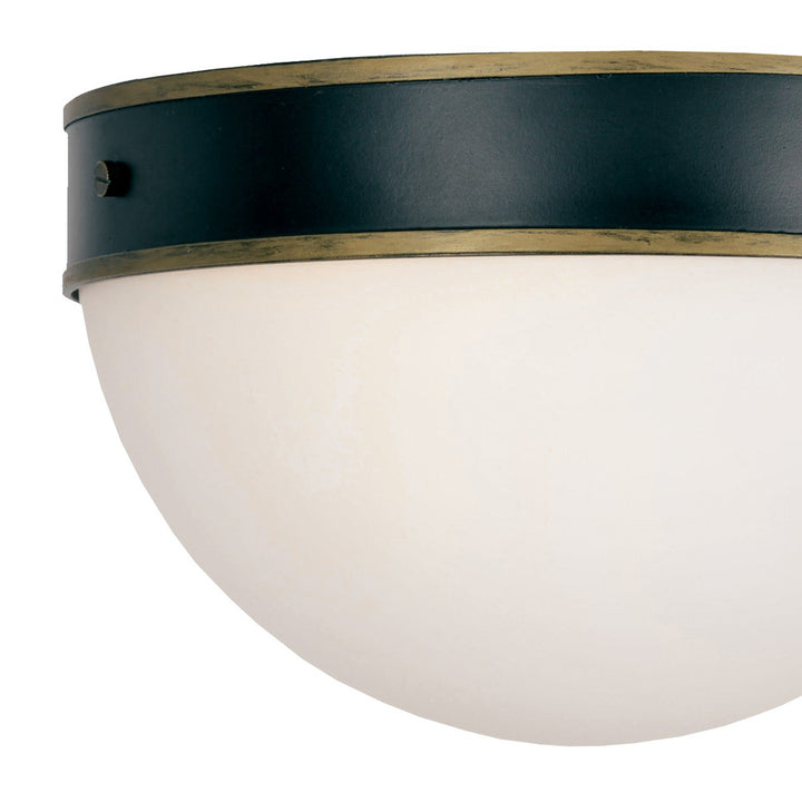 Crystorama Brian Patrick Flynn Capsule 2 Light Matte Black + Textured Gold Outdoor Flush Mount