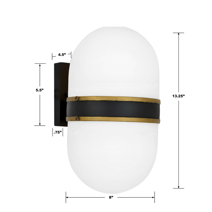 Crystorama Brian Patrick Flynn Capsule 2 Light Matte Black + Textured Gold Outdoor Sconce