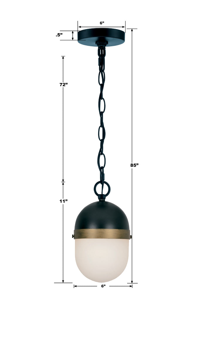 Crystorama Brian Patrick Flynn Capsule 1 Light Matte Black + Textured Gold Outdoor Pendant