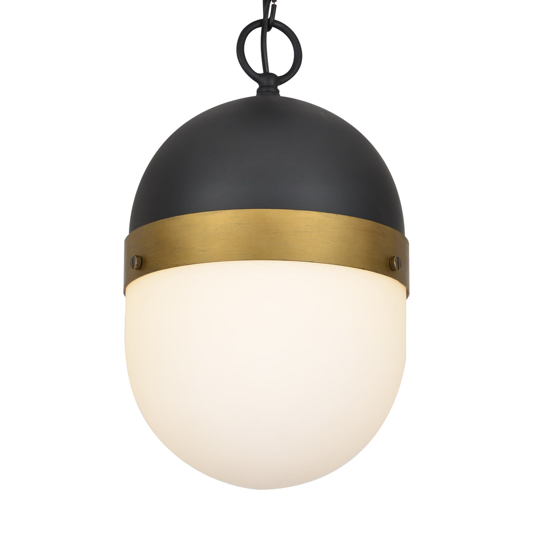 Crystorama Brian Patrick Flynn Capsule 1 Light Matte Black + Textured Gold Outdoor Pendant