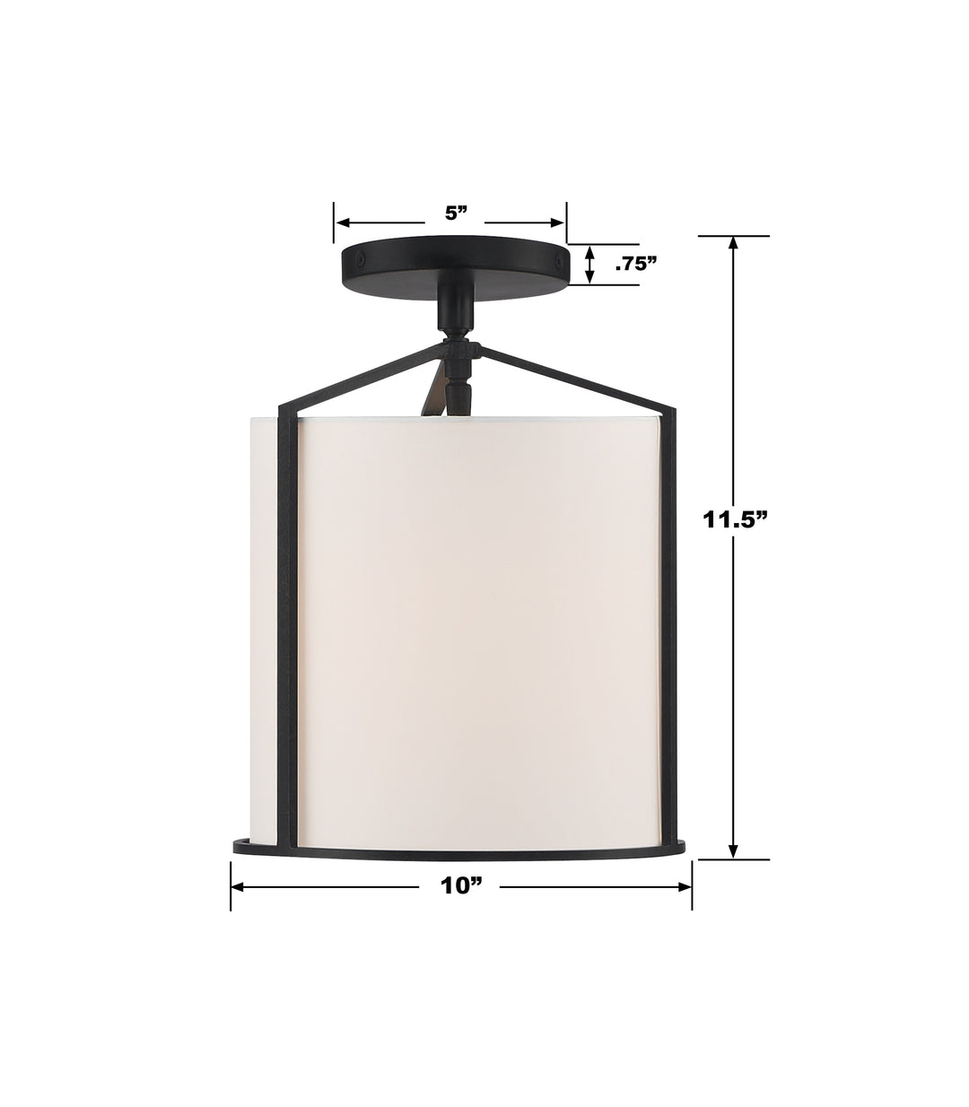 Crystorama Carlyn 1 Light Black Semi Flush Mount