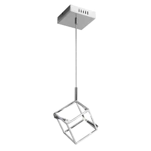 Dainolite 2 Light Pendant, Cube Frame, Polished Chrome Finish