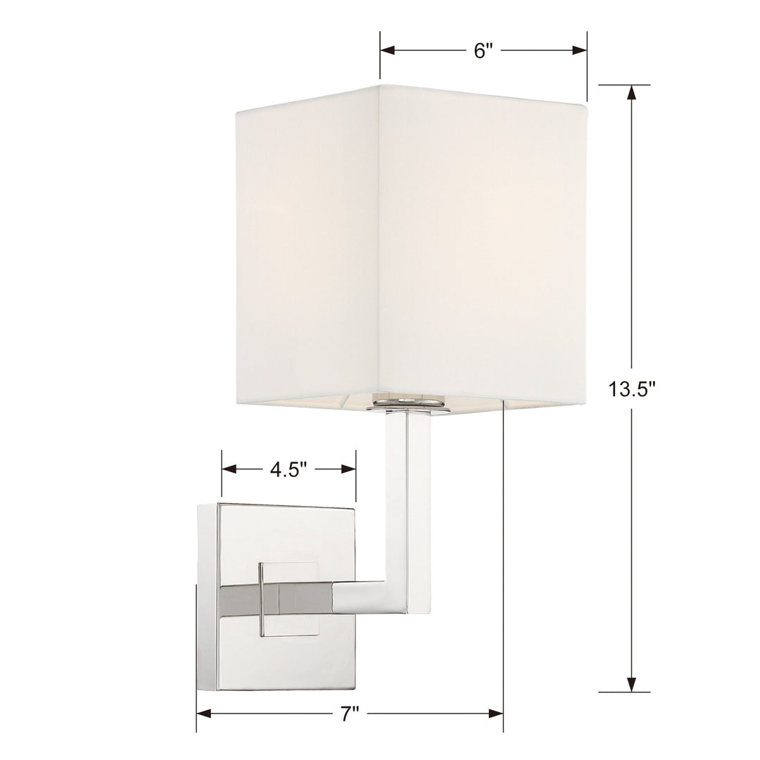 Crystorama Chatham 1 Light Polished Nickel Sconce