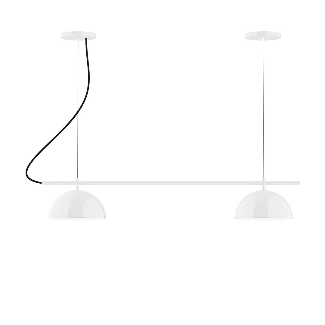 2-Light Linear Axis Chandelier, White