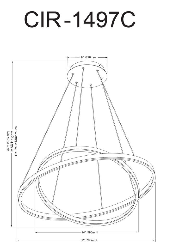 Dainolite 97W Chandelier, Aged Brass w/ White Acrylic Diffuser