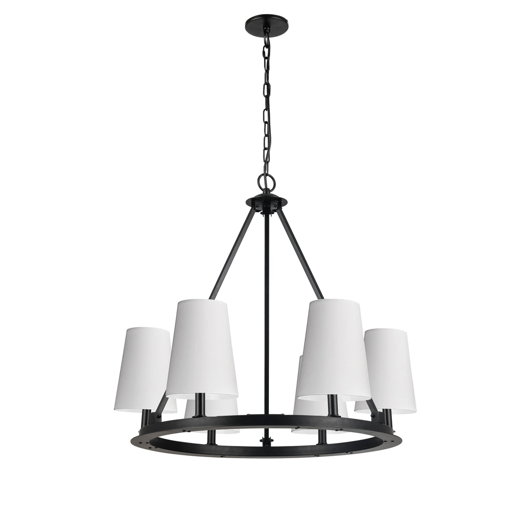 Dainolite 6 Light Incandescent Chandelier Matte Black with Black Shades