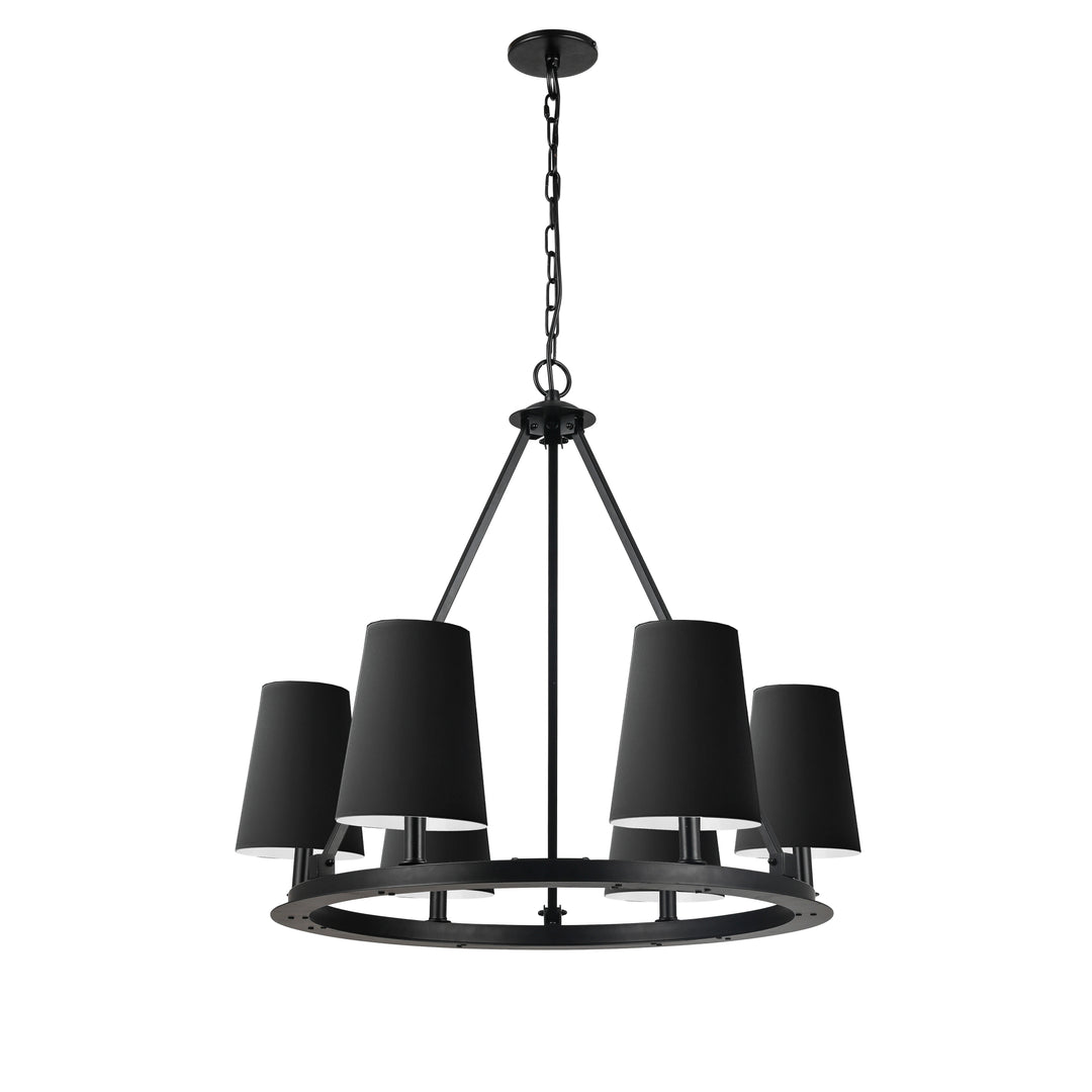 Dainolite 6 Light Incandescent Chandelier Matte Black with Black Shades