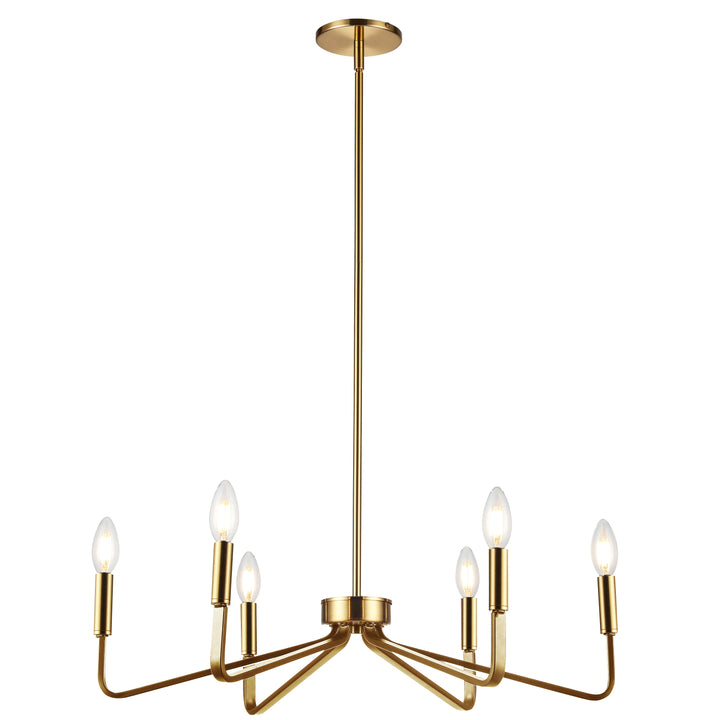 Dainolite 6 Light Incandescent Chandelier, Aged Brass