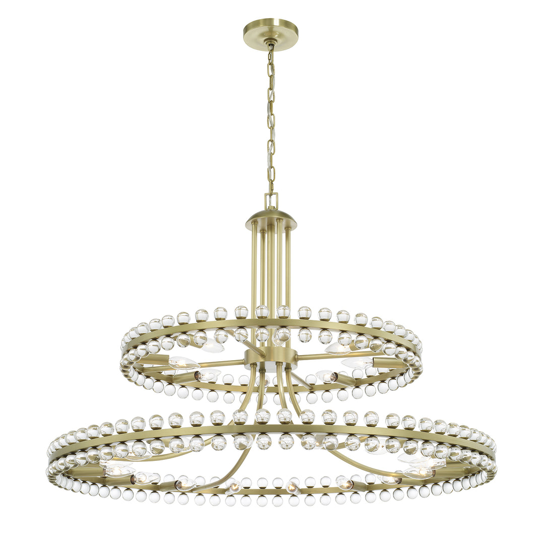 Crystorama Clover 24 Light Aged Brass Two-tier Chandelier