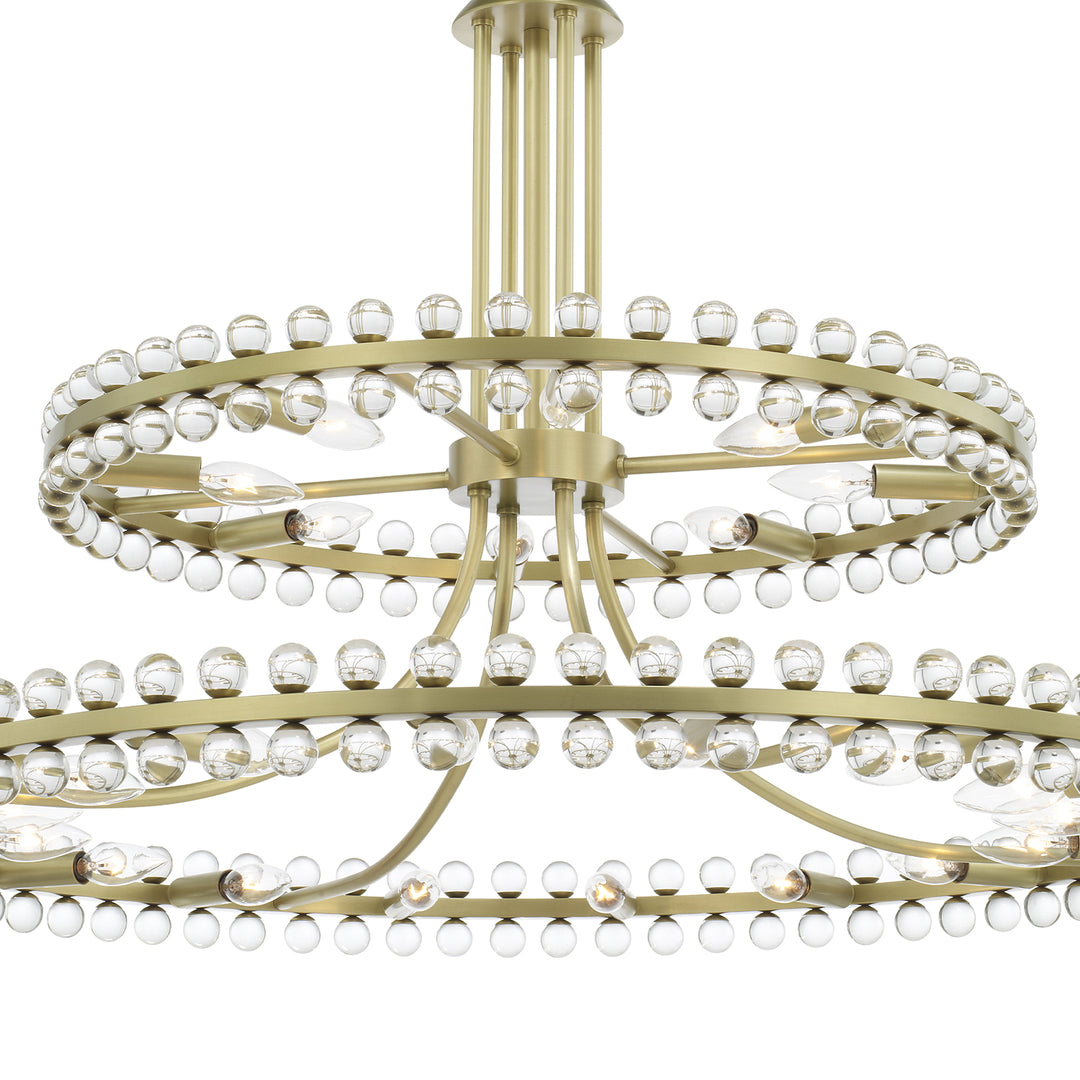 Crystorama Clover 24 Light Aged Brass Two-tier Chandelier