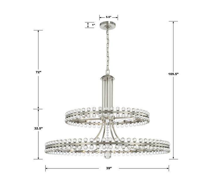 Crystorama Clover 24 Light Aged Brass Two-tier Chandelier