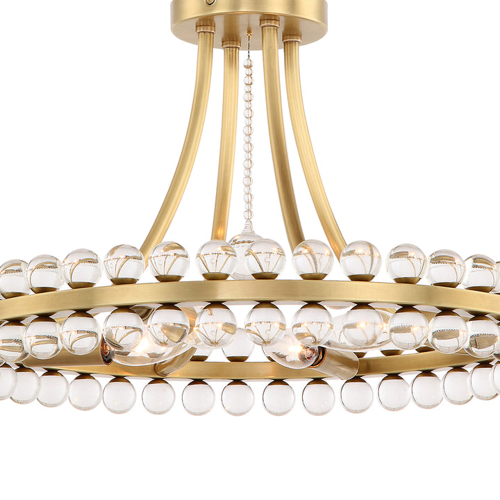 Crystorama Clover 4 Light Aged Brass Semi Flush Mount