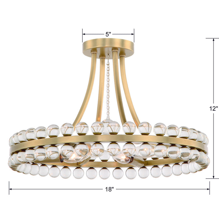 Crystorama Clover 4 Light Aged Brass Semi Flush Mount