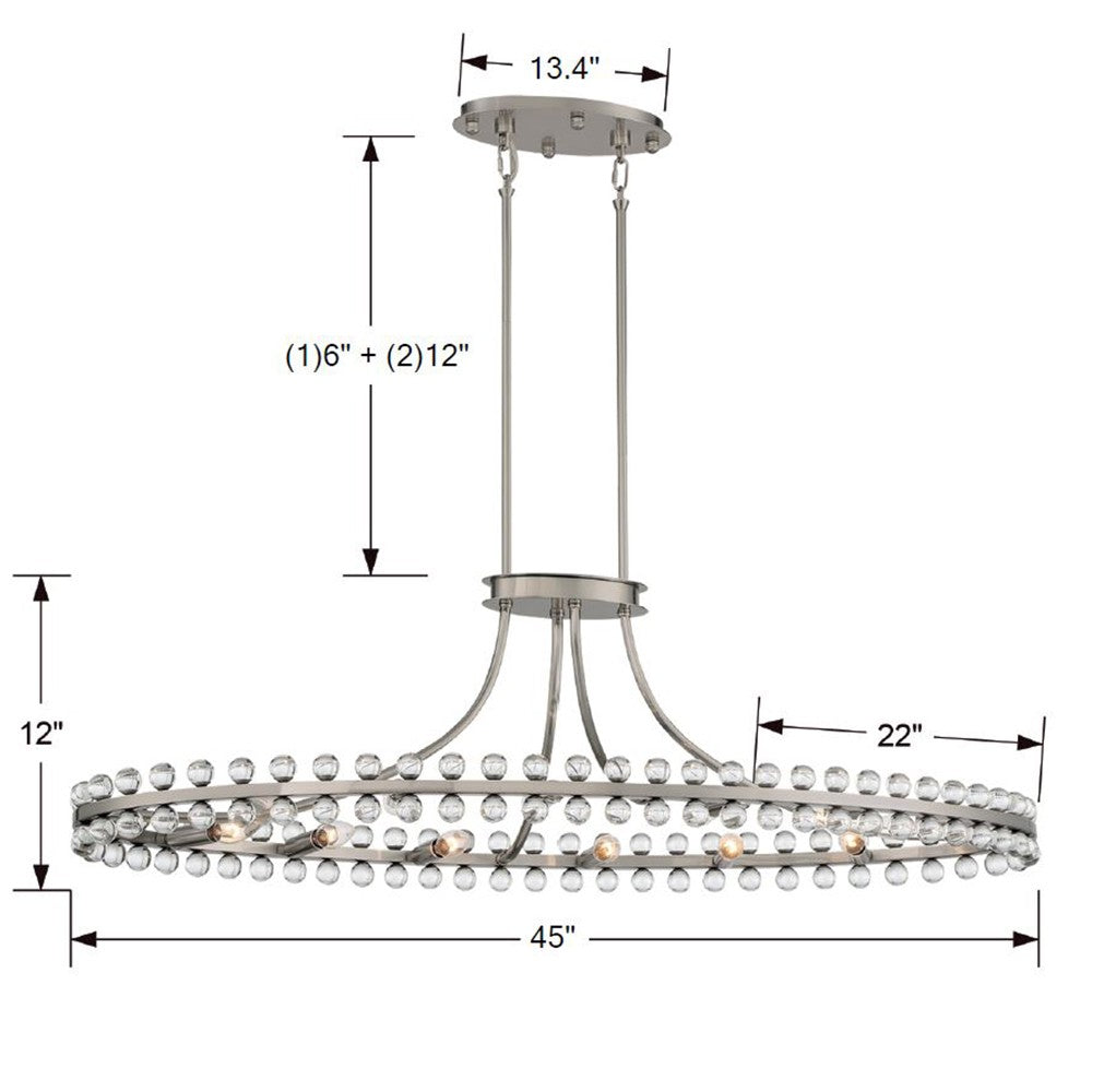 Crystorama Clover 12 Light Brushed Nickel Chandelier