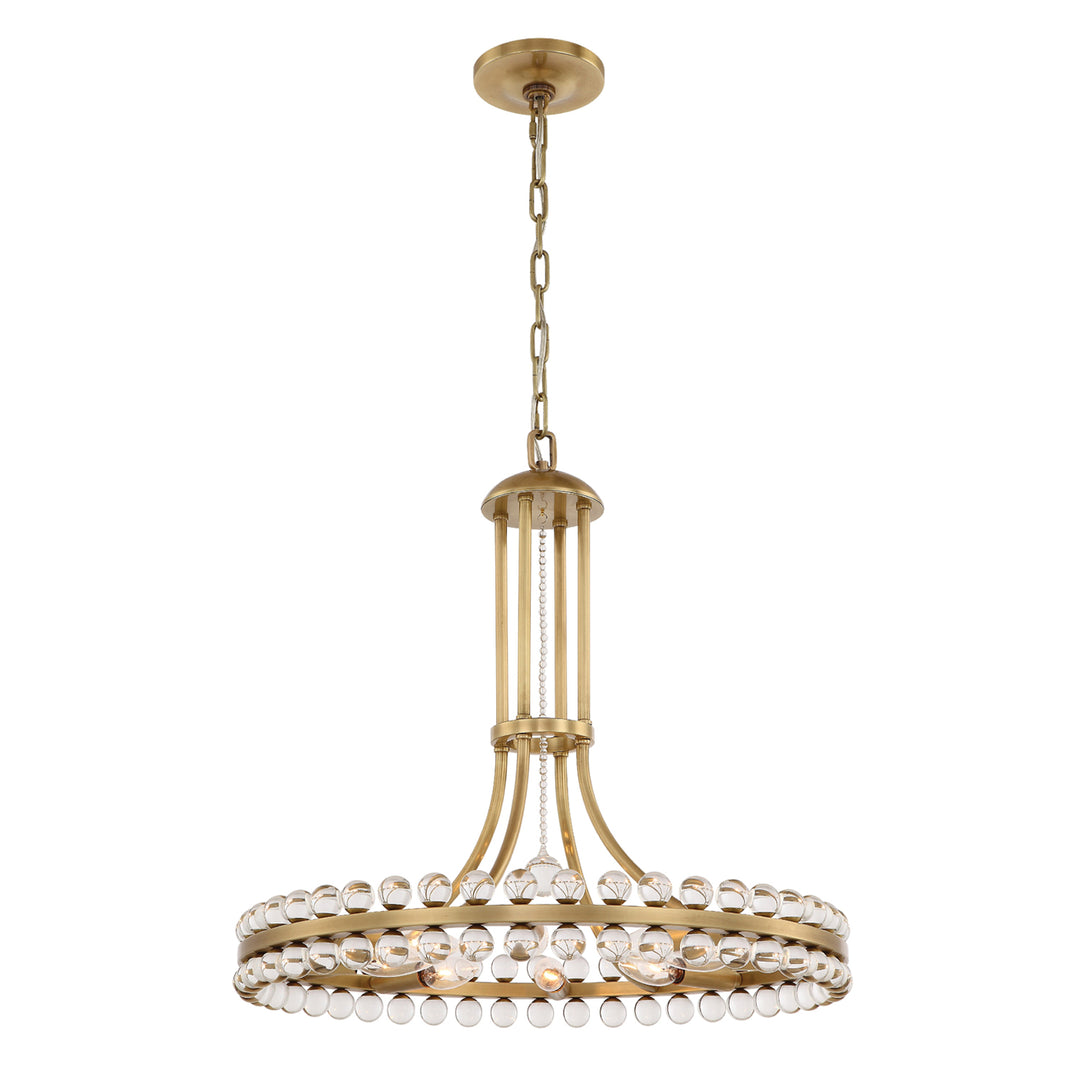 Clover 8 Light Aged Brass Chandelier