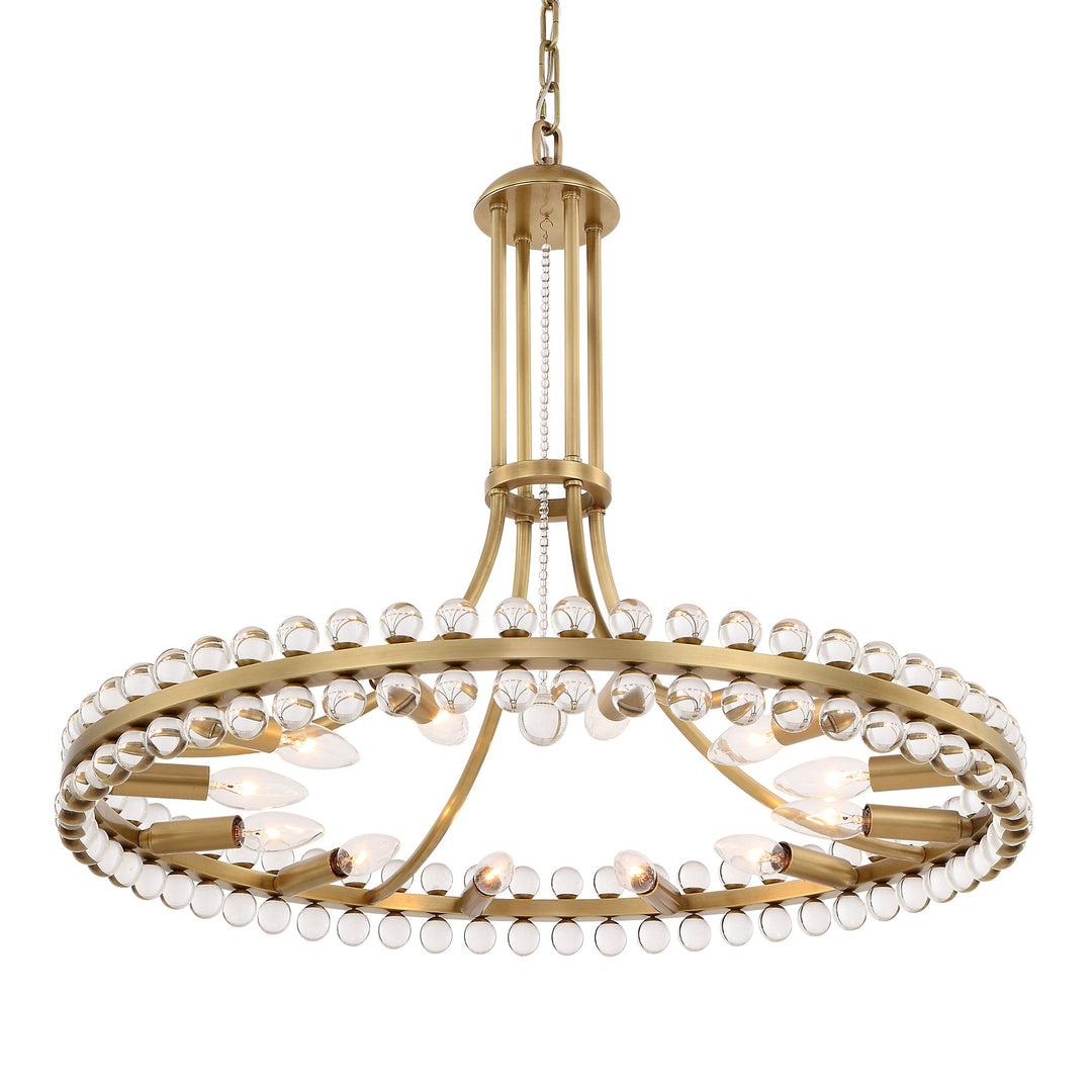 Crystorama Clover 12 Light Aged Brass Chandelier