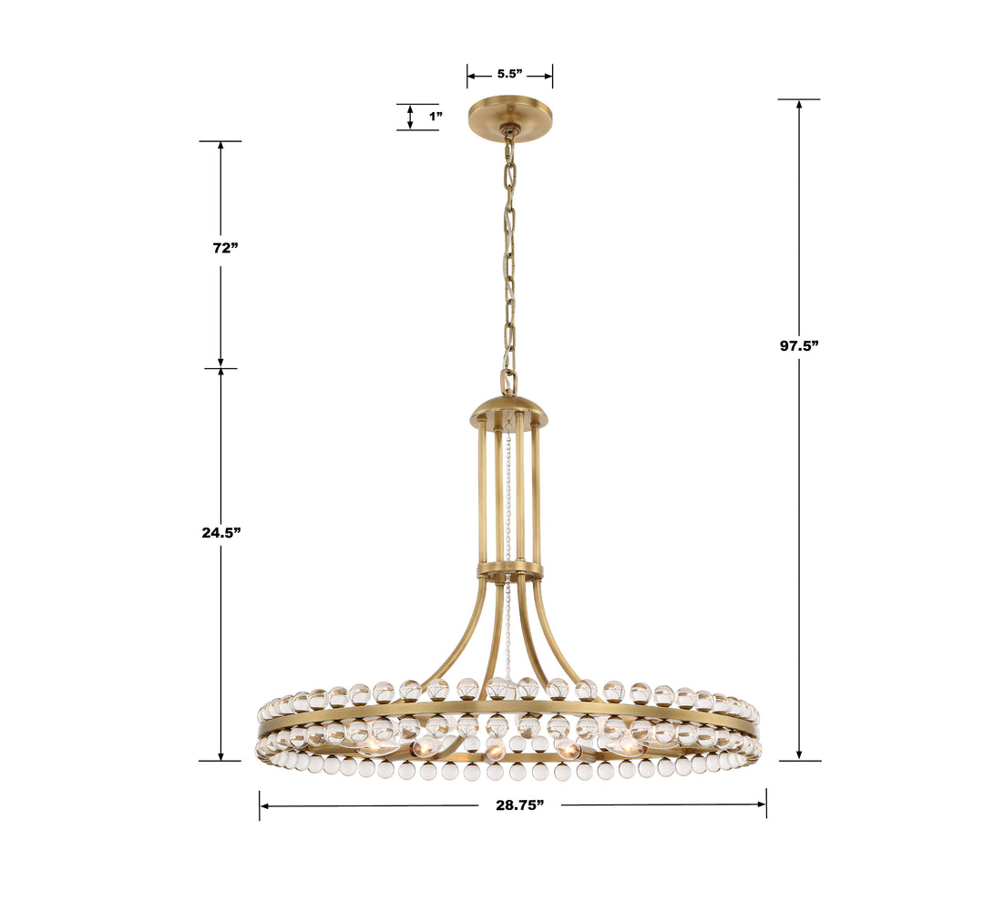 Crystorama Clover 12 Light Aged Brass Chandelier