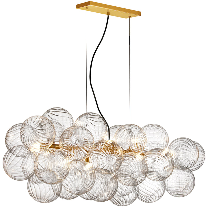 Dainolite 10 Light Halogen Horizontal Pendant Aged Brass with Clear Spiral Glass