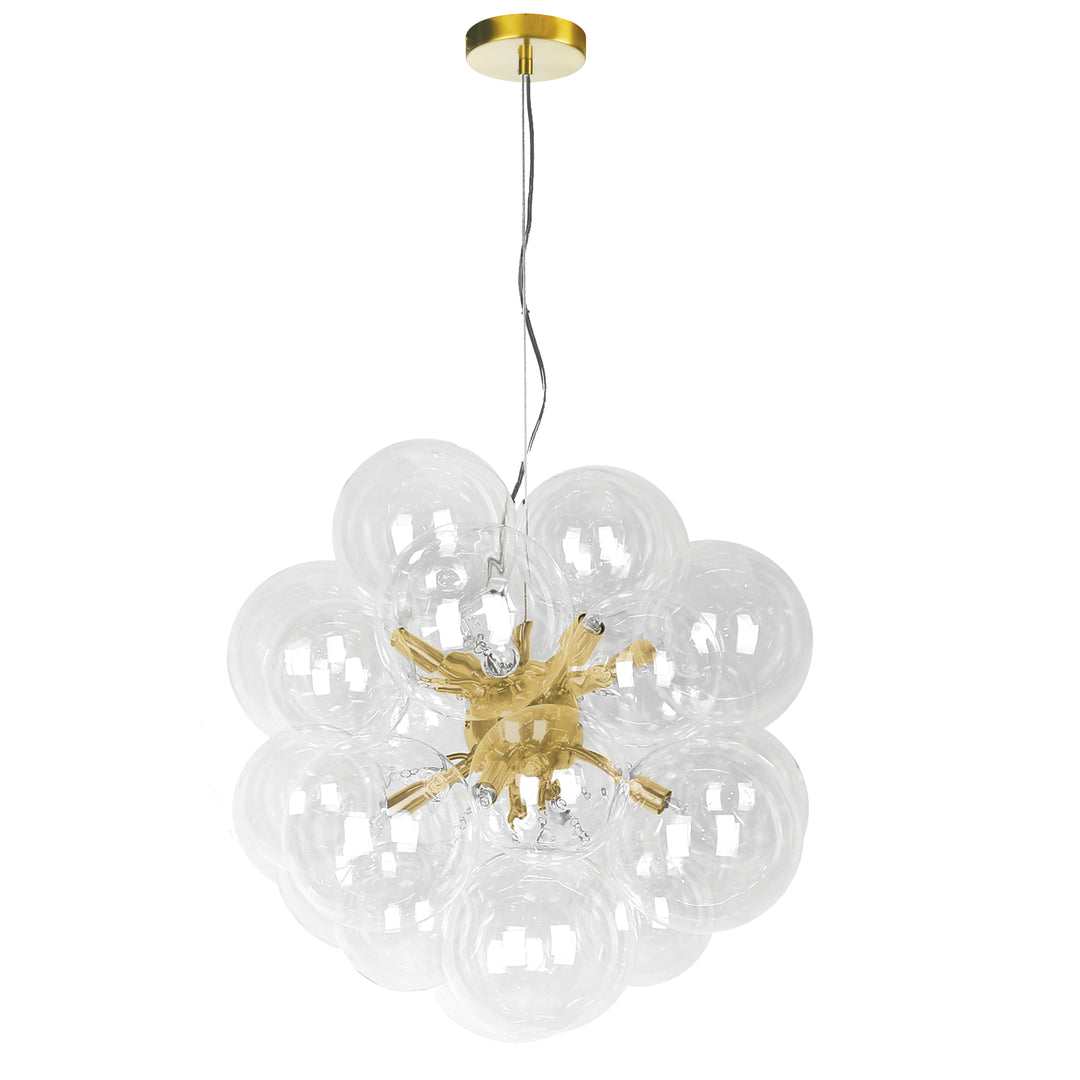 Dainolite 6 Light Halogen Pendant, Aged Brass with Clear Glass