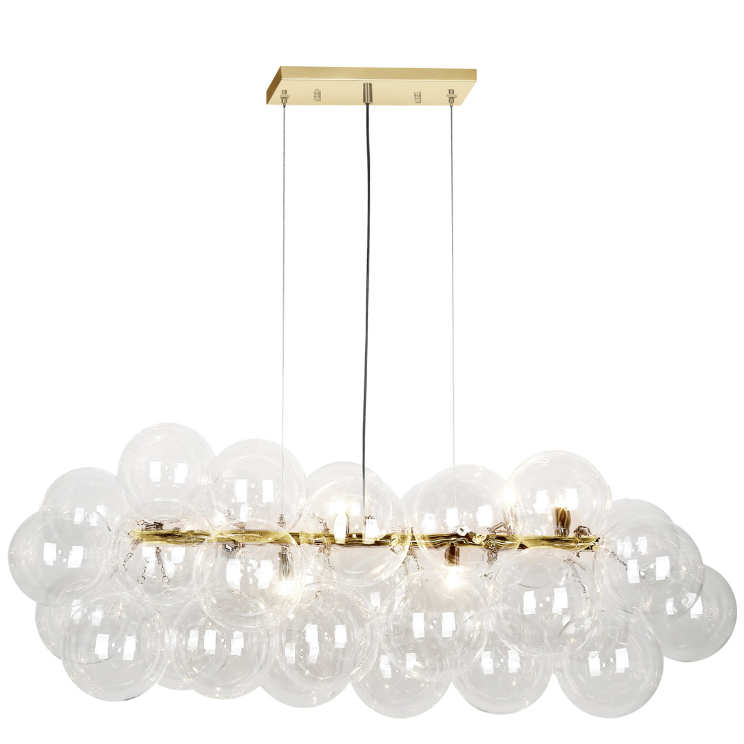 Dainolite 10 Light Halogen Horizontal Pendant, Aged Brass with Clear Glass