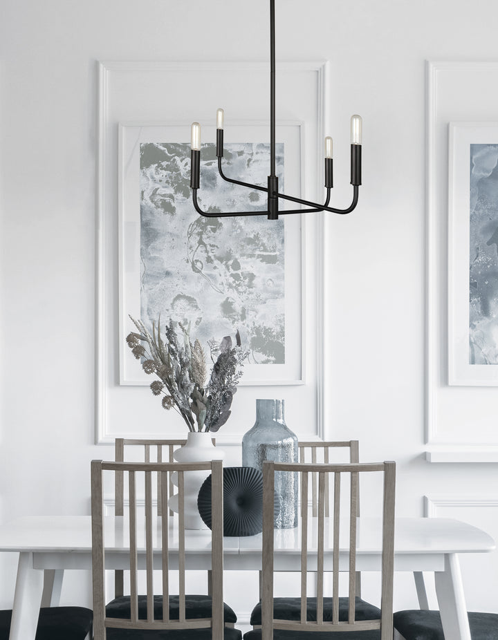 Dainolite 4 Light Incandescent Chandelier Matte Black