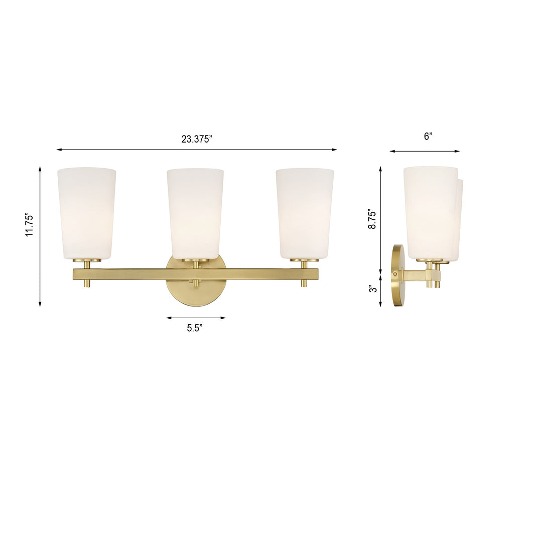 Crystorama Colton 3 Light Aged Brass Bathroom Vanity