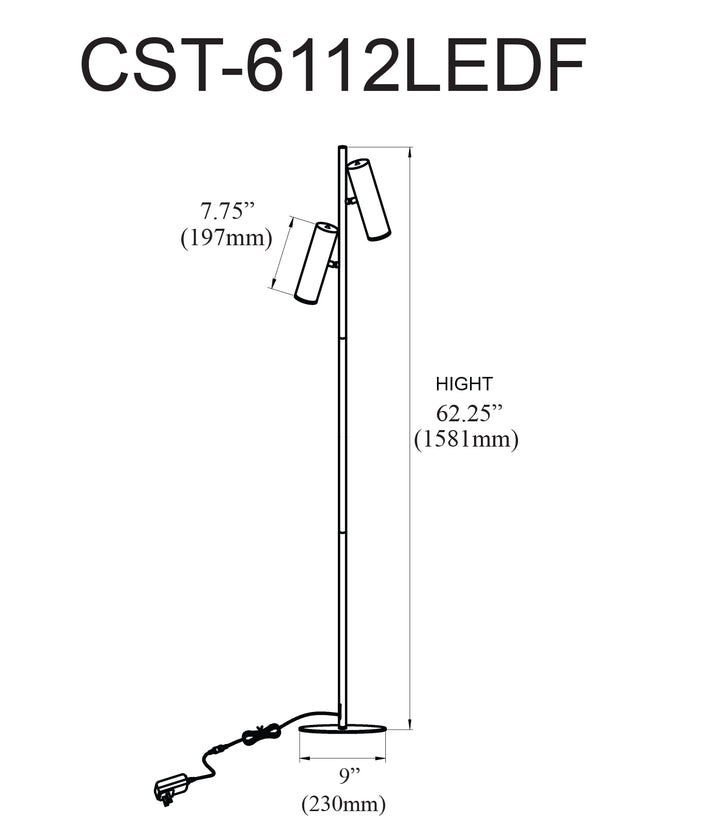 Dainolite 12W Floor Lamp, Aged Brass with Frosted Acrylic Diffuser