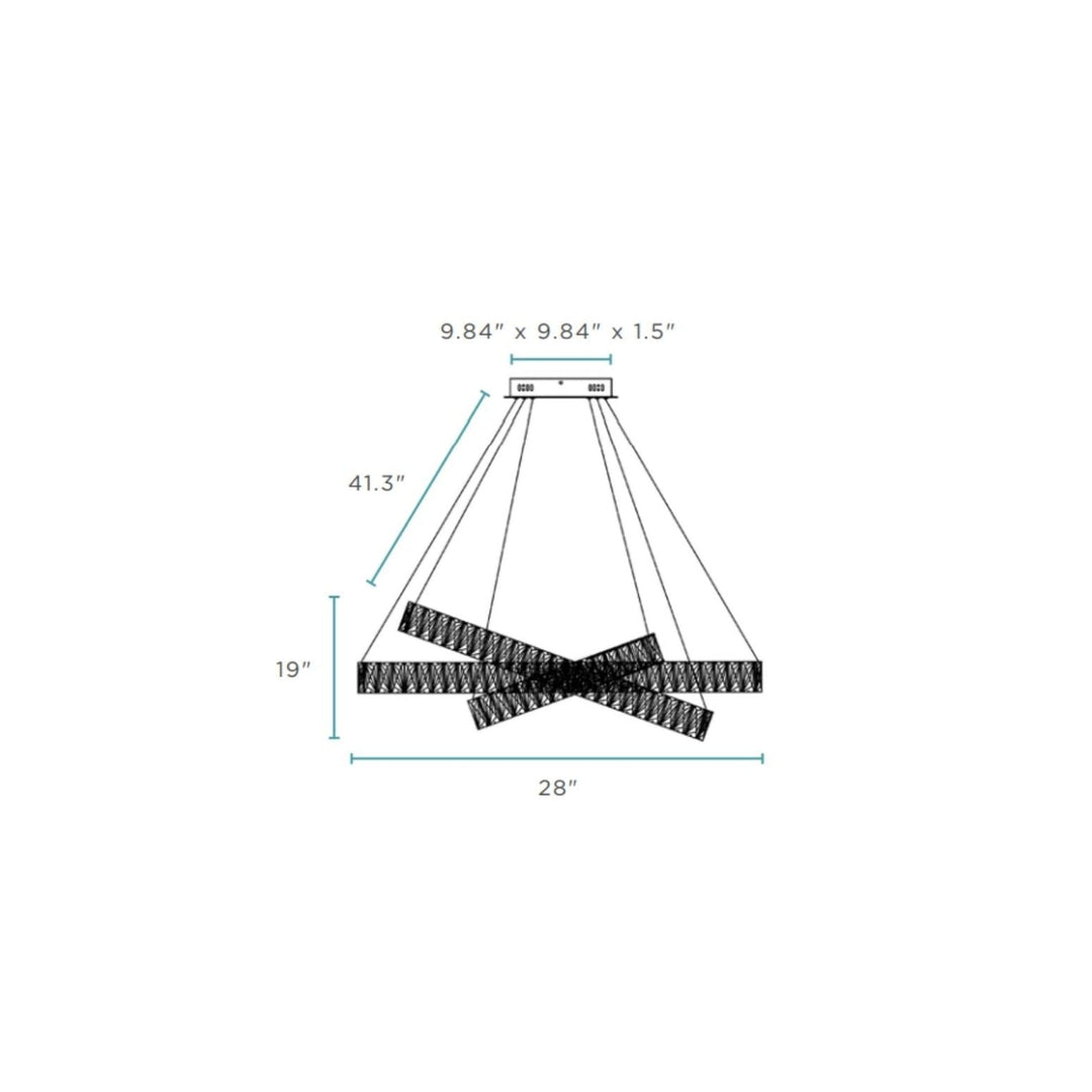 Crystal Elegance LED Chandelier // 3 Rectangles