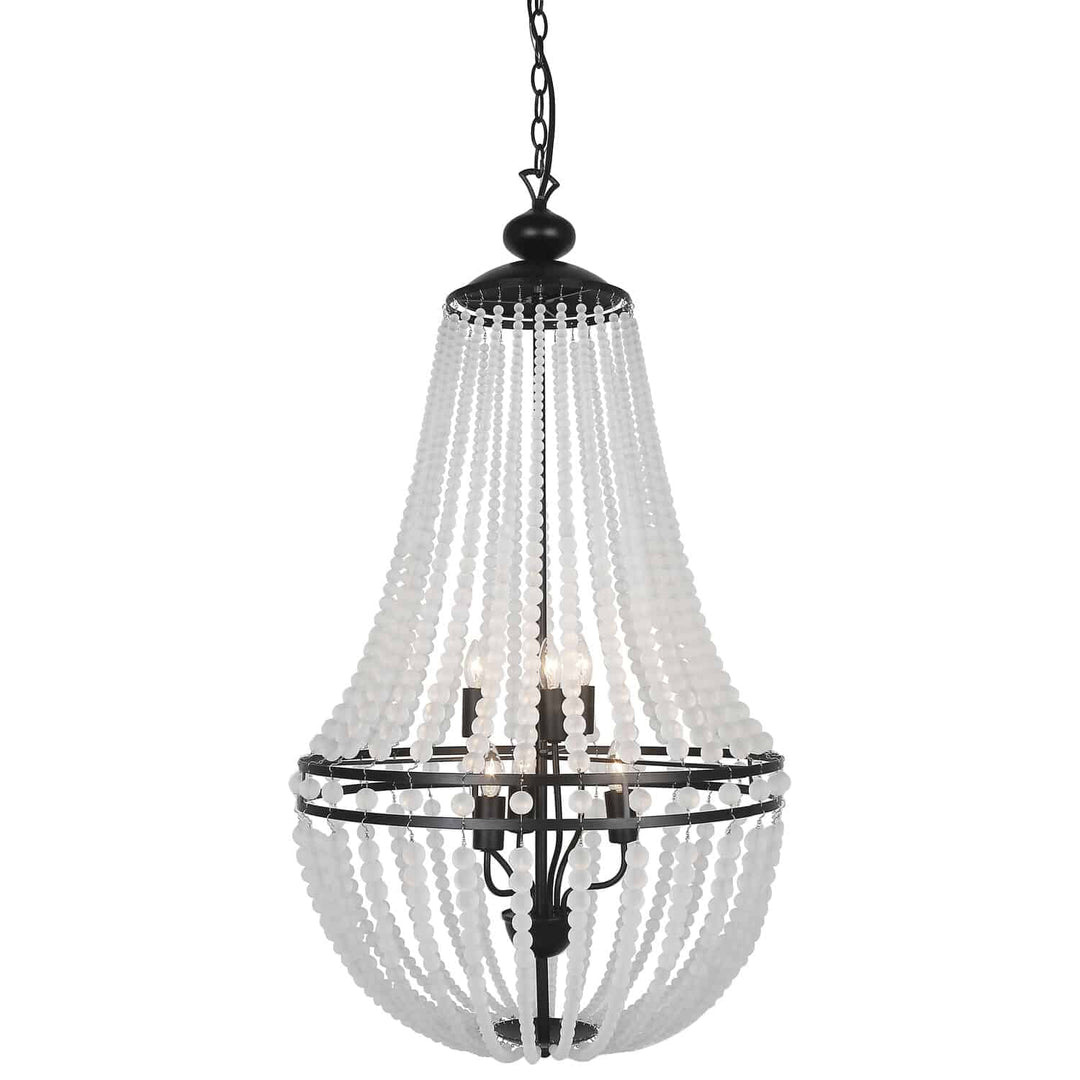 Dainolite 6 Light Incandescent Chandelier Polished Chrome Finish with Clear Glass Beads