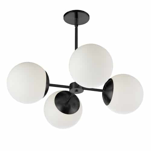 Dainolite 4 Light Halogen Aged Brass Chandelier w/ White Glass