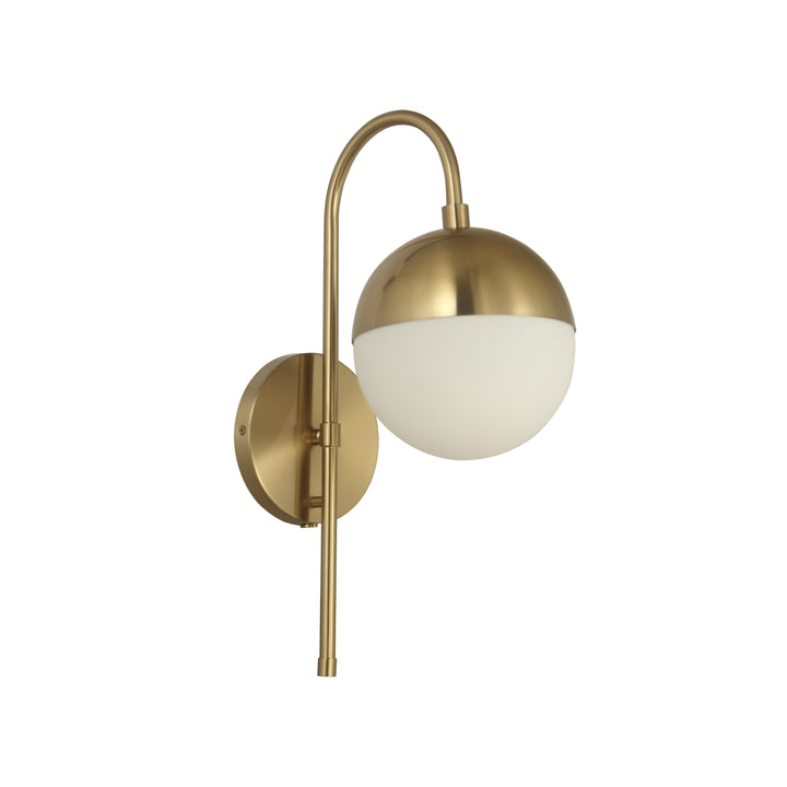 Dainolite 1 Light Halogen Sconce Aged Brass w/ White Opal Glass Hardwire + Plug-In