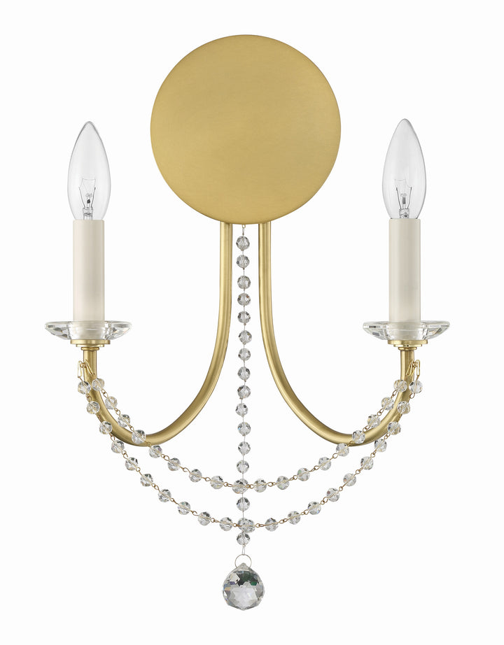 Crystorama Delilah 2 Light Aged Brass Sconce