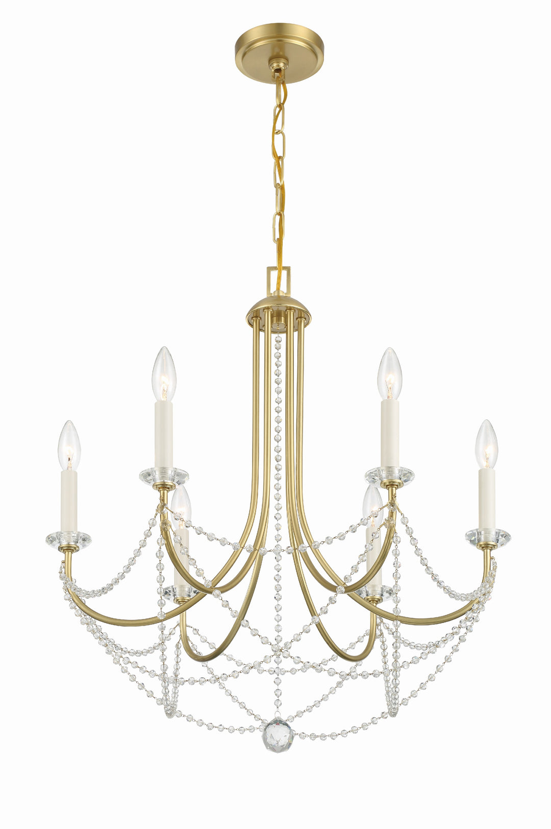 Crystorama Delilah 6 Light Aged Brass Chandelier