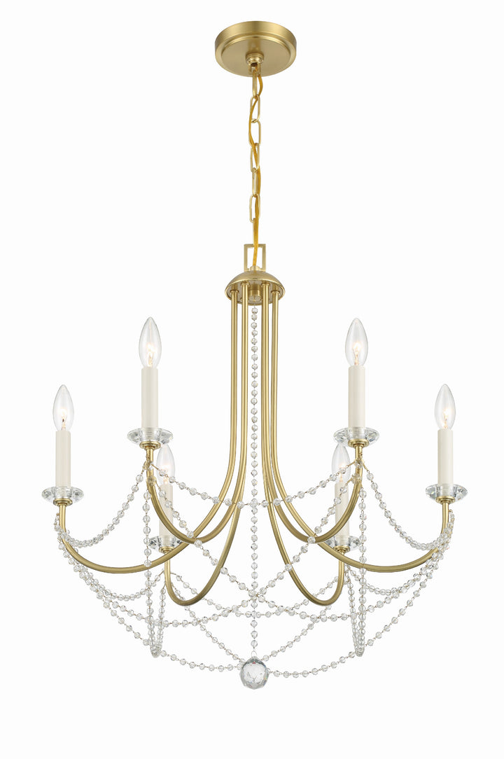 Crystorama Delilah 6 Light Aged Brass Chandelier