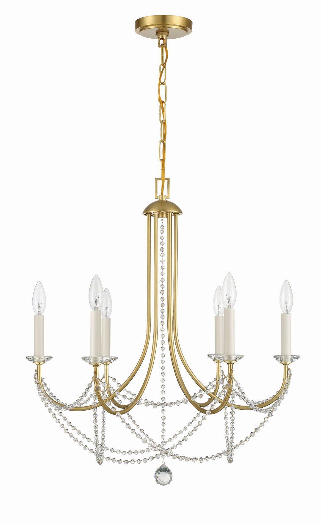 Crystorama Delilah 6 Light Aged Brass Chandelier