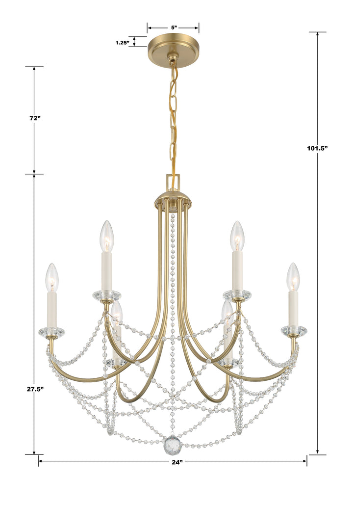 Crystorama Delilah 6 Light Aged Brass Chandelier