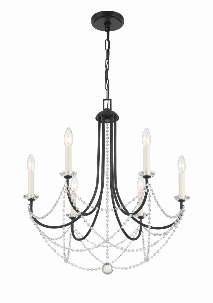 Crystorama Delilah 6 Light Aged Brass Chandelier